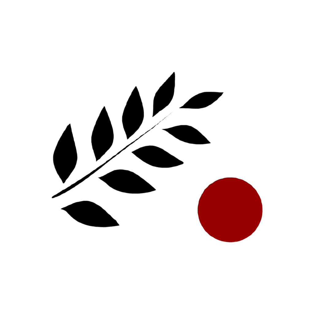 Logo de l'entreprise Sunuke : une feuille noire et un rond rouge